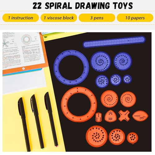 Chivao Spiral Art Kit Circle Stencils Drawing Tool Geometric Ruler,Elegant - style: Elegant