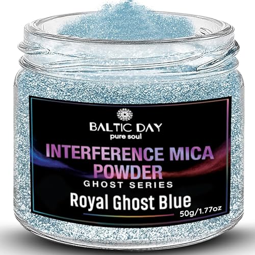 BALTIC DAY Royal Ghost Blue Ghost Interference Mica Powder – 56g / 2oz, Iridescent Color Shift Pigment for Epoxy Resin, Soap, Nails & DIY Crafts - color: Interference Blue
