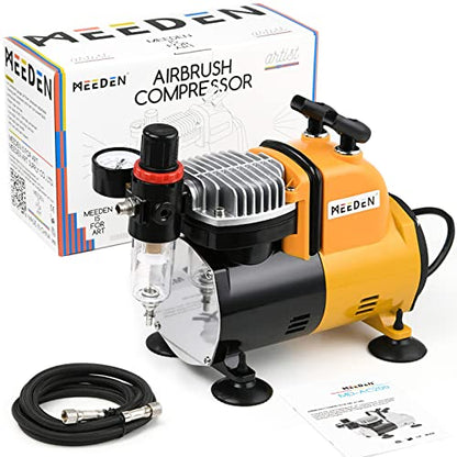 MEEDEN Airbrush Compressor Kit - 1/5 HP Quiet Air Compressor for Model Painting with 6 Feet Hose - color: Single - Yellow