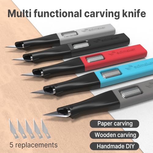 Precision Craft Knife, #11 Blade Storage, 3-Pack Red | Ergonomic non-roll hobby scalpel, internal spares compartment, aluminum locking wheel for DIY modeling & scrapbooking. - color: Red*3pcs