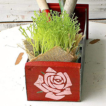 DLY LIFESTYLE Rose Stencil for Painting on Wood, Canvas, Paper, Fabric, Walls and Furniture - Rose Flower Stencil - 6x6 Inches - Reusable DIY Art and Craft Stencils - Floral Stencil - color: Rose 6"x6"