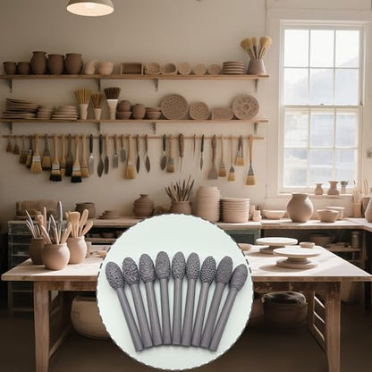 Luxzio Clay Texture Roller Set, Oval Clay Modeling Pattern Rollers, 9PCS | Texture Tools with Ergonomic Handles for Polymer Clay, Pottery, Ceramics, Sculpting, Painting and DIY Crafts