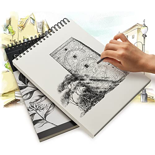 AGPtEK Sketch Book, Art Drawing Pad 9 X 12, 100 Sheets, 60lb/100g, 2 Pack - size: Top Spiral-Bound