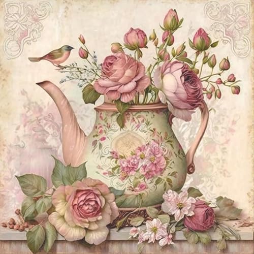 Diamond Art Kits for Adults,Vintage teapot Diamond Painting Kits 12 x 12in | Diamond Painting Kit - Sparkling Full Drill Design Perfect for Home Decor, Holiday Gifting, And Relaxing Crafting 12x16inch - color: DP03325