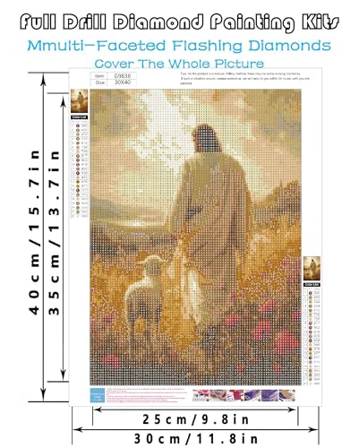 askkqtx Jesus Diamond Art Kits for Adults 12x16 Inch | God Diamond Painting Kits for Beginners, DIY 5D Round Full Drill Crystal Rhinestone Dots Gem Art Craft Home Decor - color: G9838