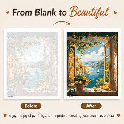 AUKELHJ Paint by Numbers Kit for Adults Beginner, Window View, 16X20 Inch - color: 04-Landscape