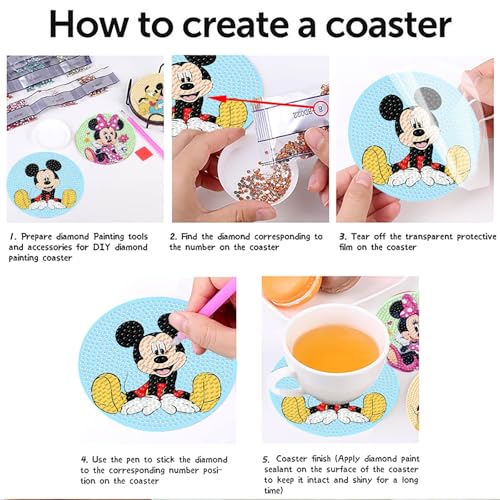 nekpiahu 8Pcs Cartoon Diamond Painting Coasters with Holder,DIY Cartoon Life Coaster Diamond Art Kits for Adults, Beginners Round Full Drill Diamond Art Craft Supplies - color: JXBD08