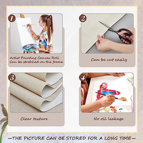 8 Yard Long x 36" Wide / 63'' Wide Large Canvas Roll 12 oz Cotton Triple Primed Canvas Roll Gesso Artist Painting Backdrop(63'' Wide x 8 Yard Long) - size: 63'' Wide x 8 Yard Long