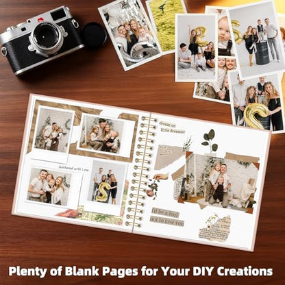 Vienrose Scrapbook Album Gift Set, 10x10 Inch, 40 White Pages, Off White - color: Beige, size: 10x10Inch 20Sheets 40Pages