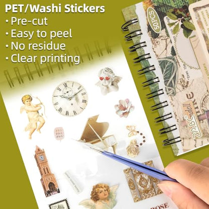 Uideyvi Morning Series Sticker Scrapbooking Supplies for Junk Journal, 25 Sheets Washi Stickers and 25 Sheets PET Stickers(TZ-010-002) - color: Morning Series