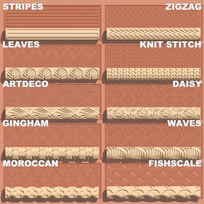 Maiguinzaa 10-Pack Clay Texture Rollers, Polymer Clay Tools