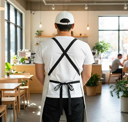 Professional Work Apron for Men & Women – 100% Cotton with waterproof Membrane, Cross Back Straps - color: Storm Grey