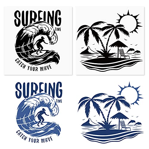4 pcs Belamour Summer Beach Stencils for Painting on Wood, Canvas, Walls, Floors, Fabrics and Furniture, Paint Beach Wood Signs, DIY Home Decor, 2 PCS Reusable Plastic Stencil（12In x 12In） - color: 2 PCS