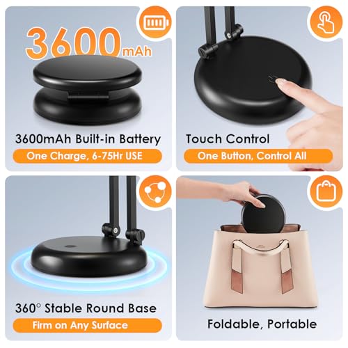 One Fire Cordless Lamp, 3600mAh Battery Operated Lamp, Rechargeable Lamp - color: Black