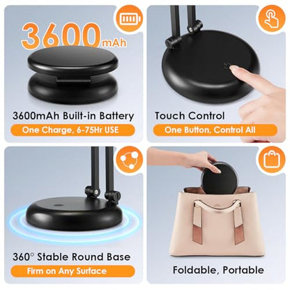 One Fire Cordless Lamp, 3600mAh Battery Operated Lamp, Rechargeable Lamp - color: Black