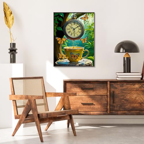 Camocin Diamond Art Kits for Adults Coffee, 5D Butterfly Diamond Painting | DIY Landscape Full Round Dots Drill, for Adults Beginners, Gem Art Kit for Gift Home Wall Decor 12x16 Inch - color: LBDP1P09
