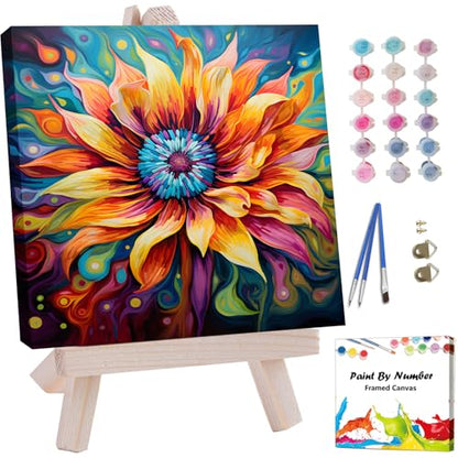 Artunion Framed Paint by Numbers Kit for Adults Beginners & Kids Ages 8-12,Blossom Flower Paint by Number with Frame, Floral Paint by Numbers Kit on Canvas 10 * 10 Inch Without Easel - color: ZXT-237-F