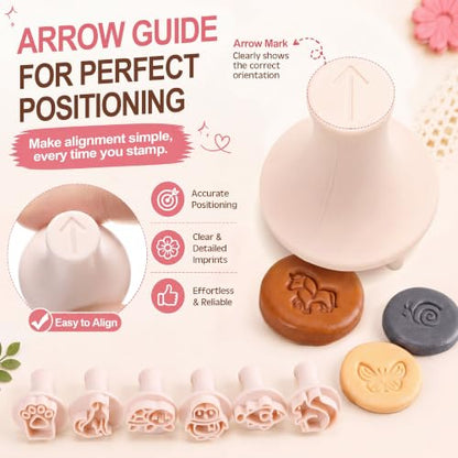 30 Pcs Animal Pattern Clay Modeling Stamp Set with 72-Character Letter Stamps and Storage Box, Animal Pattern Stamps for Polymer/Ceramic Clay, Pottery Craft, Cookie and Jewelry Making - style: Animal