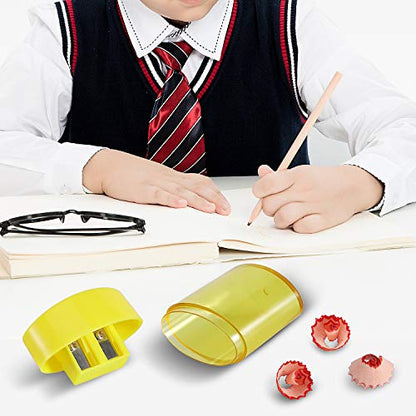 KIDMEN 2-Hole Pencil Sharpener - Handheld, 12 Pack for Kids