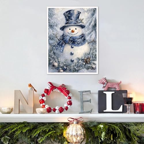 Eiazuiks Christmas Stamping Cross Stitch Kit, Snowman Christmas Counting Cross Stitch Kit for Adult Beginners, Full Line DIY Stitching Kit for Home Decor Cross Stitch Patterns 12x16 inches - color: ZX036