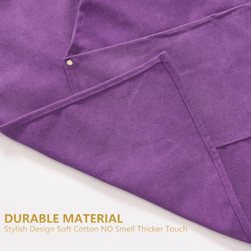 Aoomzoon Canvas Aprons for Men Chef Apron, Work Apron with Large Pockets - 16oz Heavy Duty Cross Back, BBQ, Cooking - color: Purple