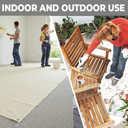 Premium Cotton Canvas Drop Cloth 8 oz, 4x5 ft – Heavy Duty Reusable Painter’s Cloth for Painting, Staining, DIY Projects, Furniture & Floor Protection, Washable Dust Sheet, Indoor & Outdoor Use