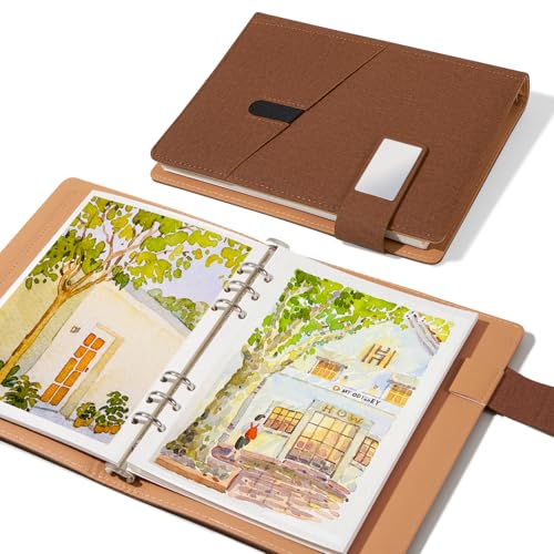 Lightwish Watercolor Sketchbook,100% Cotton Acid Free Watercolor Paper,300gsm/140lb Cold Press Watercolor Journal for Artists,Adults,Students,20 Sheets,9.25 * 6.3 Inches(Cloth Brown) - color: Cloth Brown