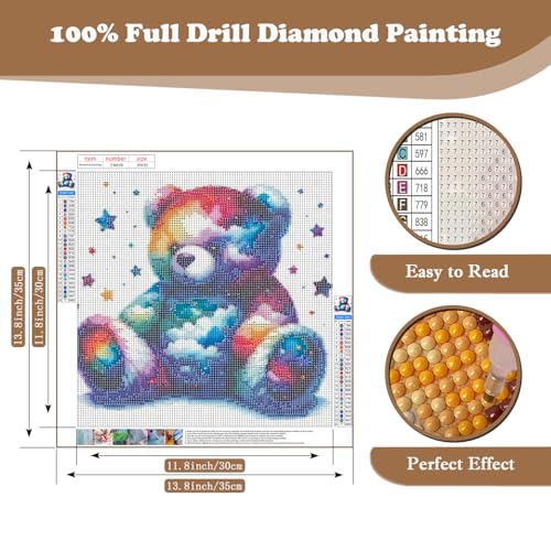 Xoaoes Bear Diamond Art Kits for Adults, Animals 5D Diamond Painting Kits - color: CM030