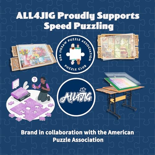 ALL4JIG 1500 Pieces 2-in-1 Tilting & Rotating Puzzle Board, 34.25" x 25.20" Adjustable Angle Puzzle Table with 4 Drawers & Clear Protective Cover, Birthday Gift for mom - size: Medium-1500pcs