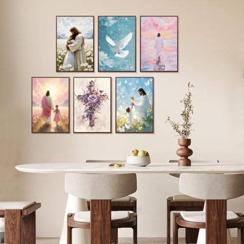 6 Pack Paint by Numbers Kit for Adults Jesus, Without Frame 10x14 Inch - color: LKOP6P-2