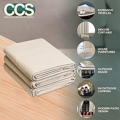 CCS Canvas Drop Cloth for Painting – All Purpose Cotton Duck Cloth Tarp for Curtains, Tablecloths, Backdrops – Washable & Reusable Floor Cover & Dust Sheet for Furniture (4x12 Ft) - size: 4 by 12 Feet