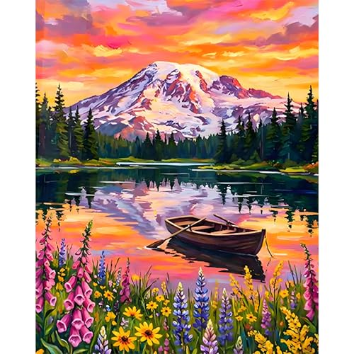 Paint by Numbers Kit for Adults, Mountain Lake Number Painting Canvas Kit - color: LBOPNFP4