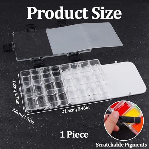 WANDIC Paint Palette Box, 24 Wells Transparent Empty Airtight Paints Container Leak Proof Palette Case for Watercolors Gouache Oil Painting Acrylic - color: 24 Well U-shaped