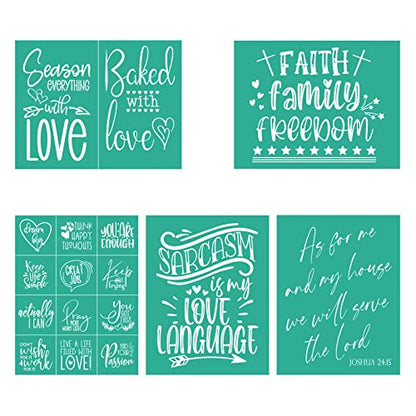 Silk Screen Stencil, Self-Adhesive Mesh Stencil Chalk Screen Printing Transfer Washable Reusable Can be Used for Home 8.5 * 11 inches (5pcs) - color: love family 5PC