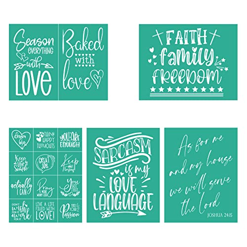 Silk Screen Stencil, Self-Adhesive Mesh Stencil Chalk Screen Printing Transfer Washable Reusable Can be Used for Home 8.5 * 11 inches (5pcs) - color: love family 5PC
