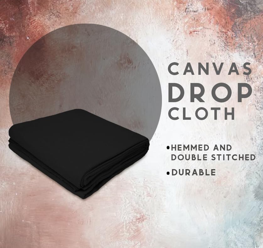 ZUPERIA Black Drop Cloth (4 x 15 Feet - Pack of 1) - Pure Canvas Drop Cloth for Painting, Curtains & Floor Protection Washable & Reusable Tightly Woven Paint Cover for Multipurpose use - size: 4 x 15 - 1 Pack