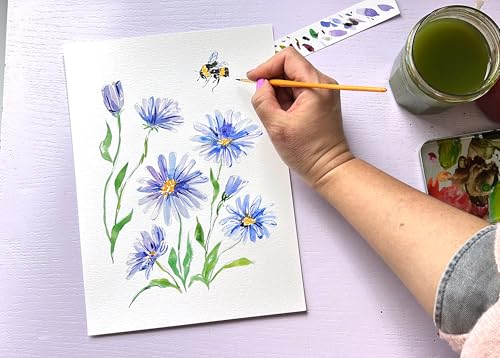 Wildflower Watercolor Workbook with Real Cold Press Cotton Watercolor Paper, Pre-Outlined Designs, Step-by-Step Instructions & Online Videos – Premium Botanical Art Book for Adults & Beginners - style: Wildflower