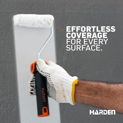Harden Professional 4 inches 7-Piece Paint Roller Brush Set – Includes Foam & Polyester Acrylic Rollers, Silver Paint Trap, TPR Handle – Ideal for Smooth Finishes on All Paint Types