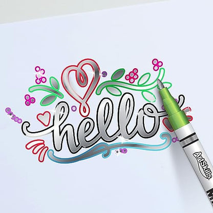 ArtSkills Metallic Markers with Color Outline, Permanent Metallic Outline Shimmer Markers, 6 pc