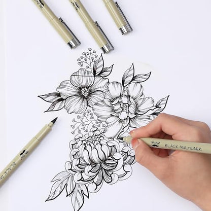 Mr. Pen- Drawing Pens for Artists, 6 Sizes, Black Multiliner, Artist pens | Micro Pens for Drawing - size: 6 Tip Sizes(0.2 to 0.5 mm)