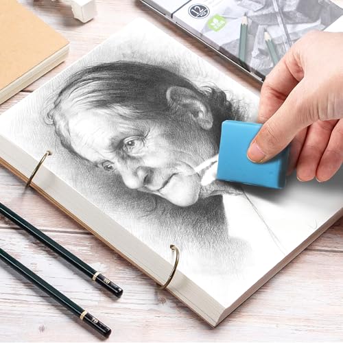 Smilo Kneaded Erasers for Artists, Blue Moldable Putty, 8-Pack | Reusable, Dust-Free and No Smudge, Art Erasers with Storage Case for Charcoal, Graphite, Pencil and Pastel Drawing - color: Blue