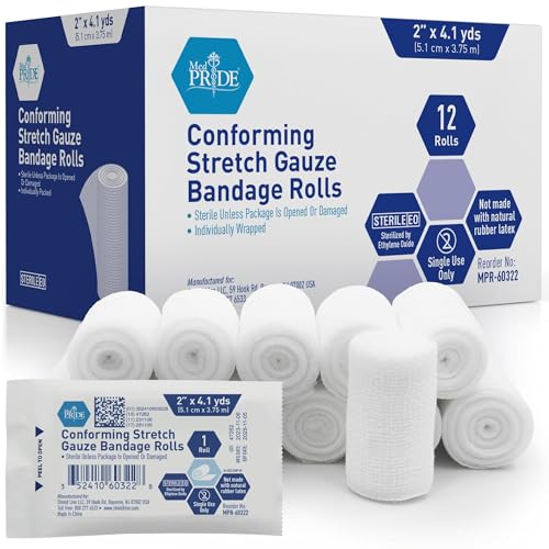 MED PRIDE Sterile Conforming Stretch Gauze Bandage,Latex-Free,2 in x 4.1 yd - size: 2'' x 4.1 Yards
