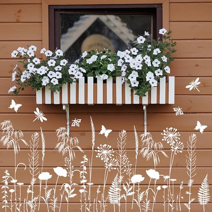 Large Flower Stencils for Painting Walls Floral Stencils for Wood Fence | Reusable Wildflower Stencil for Painting on Canvas Fabrics Furniture - style: Wildflower