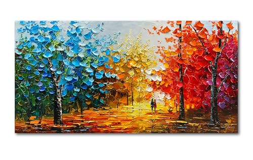 Natural Landscape Romantic Theme Modern Abstract Oil Painting Large Canvas Wall Decoration Art 24x48 Inches - color: Ts12