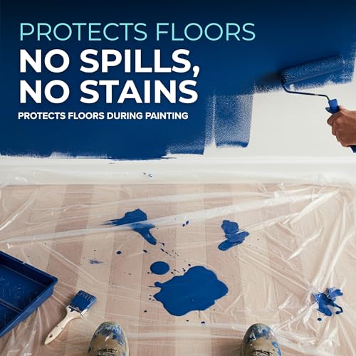 12 x 9 Ft Drop Cloths (6-Pack) – Plastic Sheeting & Painters Plastic Tarps for Painting, Waterproof Floor & Furniture Protection - size: 6 Pack