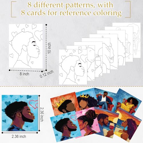 Cholemy 36 Pcs Paint and Sip Kit Gift for Adults 8''x10'',Couple | Pre Drawn Canvas, Painting DIY Afro Acrylic Painting Kit, Wood Easel Brushes, Date Night Bulk, Summer Halloween Party - style: Couple