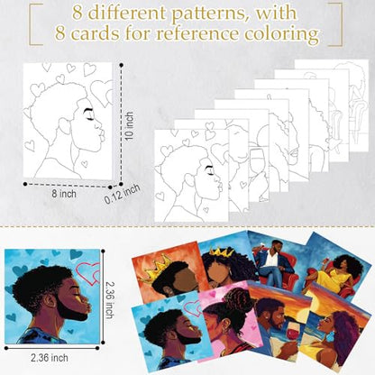 Cholemy 36 Pcs Paint and Sip Kit Gift for Adults 8''x10'',Couple | Pre Drawn Canvas, Painting DIY Afro Acrylic Painting Kit, Wood Easel Brushes, Date Night Bulk, Summer Halloween Party - style: Couple