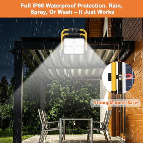 ERAY Rechargeable Work Light with Remote Control and Stand,15000mAh Battery 10000LM Worklight, Portable Solar Camping Lights, IP66 4 Lighting Modes Work Lights for Outdoor Emergency Car Repairing - size: 15000mAh