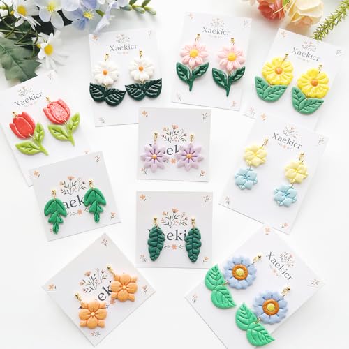 Flower & Leaf Polymer Clay Cutters Set - Daisy, Tulip, Cherry Blossom, Sunflower & Leaf Shapes for DIY Earring Jewelry Making, Soft Clay Crafts, Scrapbooking & Gift Toppers - color: C color
