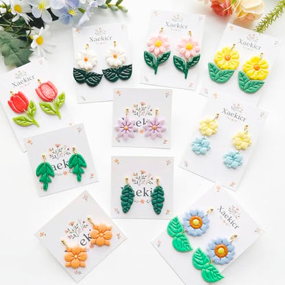 Flower & Leaf Polymer Clay Cutters Set - Daisy, Tulip, Cherry Blossom, Sunflower & Leaf Shapes for DIY Earring Jewelry Making, Soft Clay Crafts, Scrapbooking & Gift Toppers - color: C color